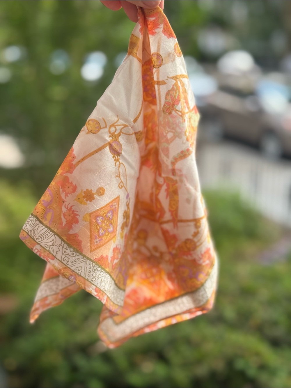 Vintage CELINE Neckerchief in Peach & Orange